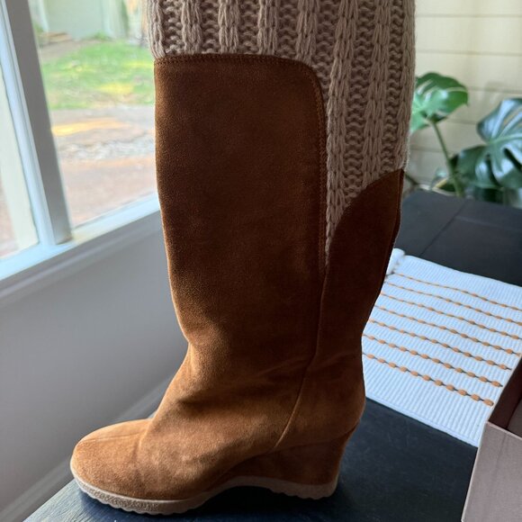 Chestnut Suede Donald Pliner boots, NEW sz 9/12 - Picture 1 of 6
